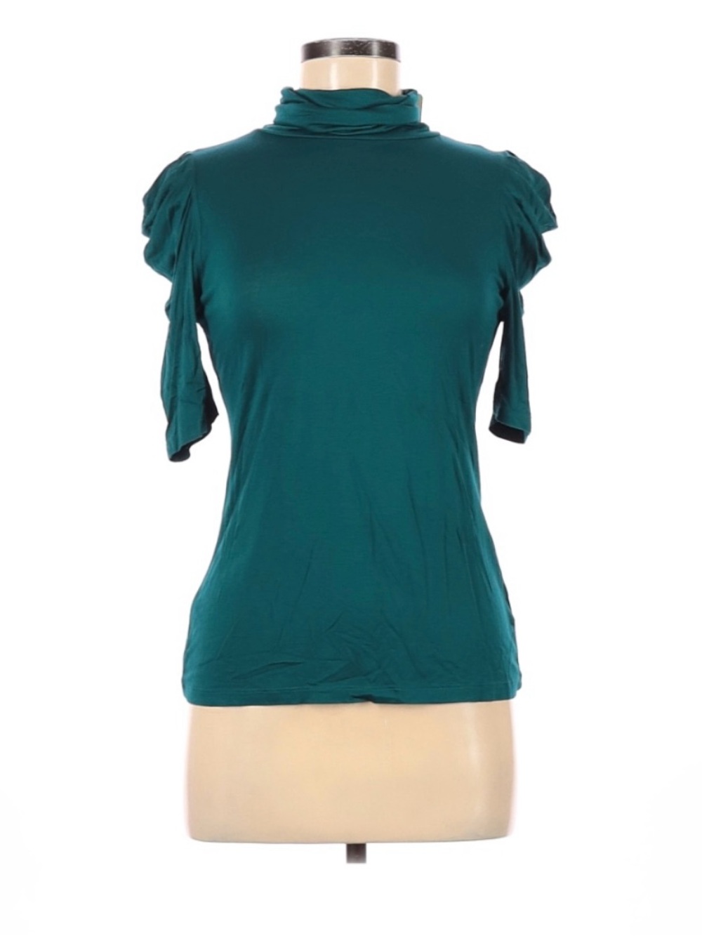 Forever 21 Teal Short-Sleeve Turtleneck Top